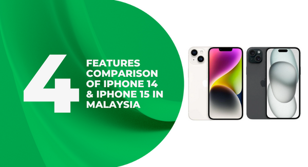 A thumbnail image of an article about 4 features comparison of iPhone 14 and iPhone 15 in Malaysia